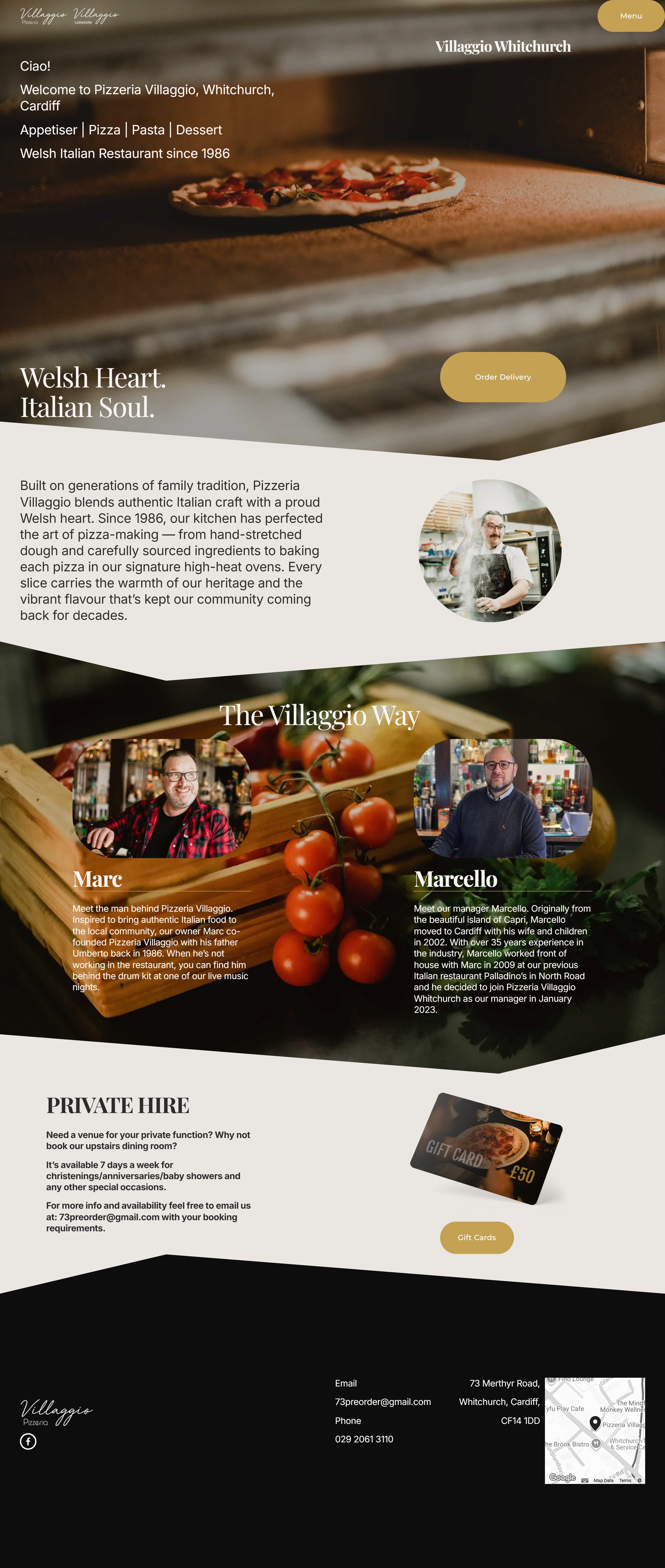 Pizzeria Villaggio, 73 Merthyr Road, Whitchurch, Cardiff — family pizzeria since 1986